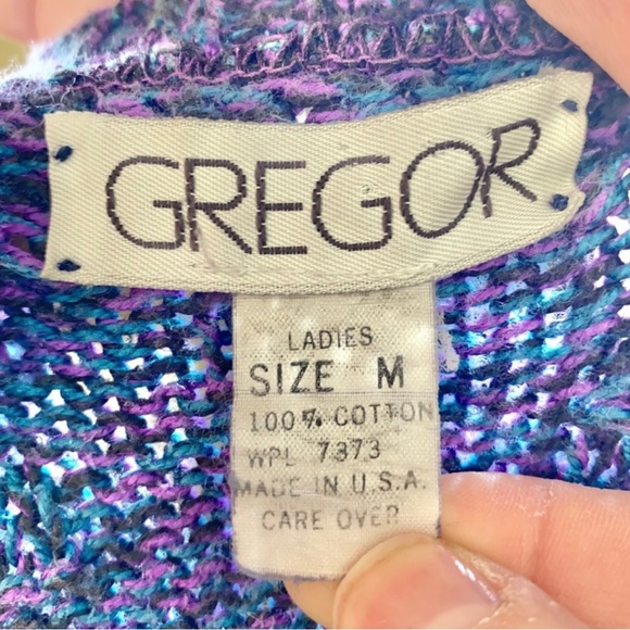 Vintage 80s purple, black & blue speckled Gregor sweater 🌀 - Picture 6 of 6